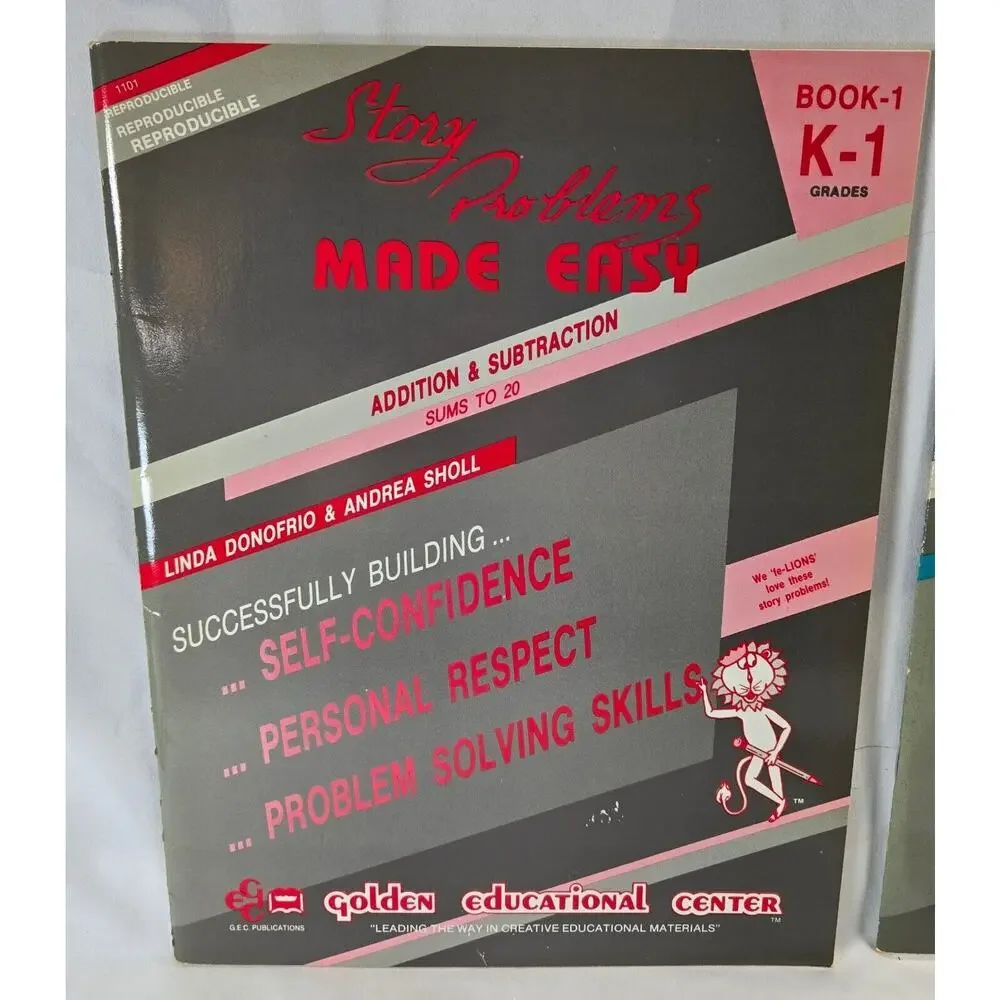 Golden Educational Center Math Story Problem Workbooks Worksheets K-3 Homeschool